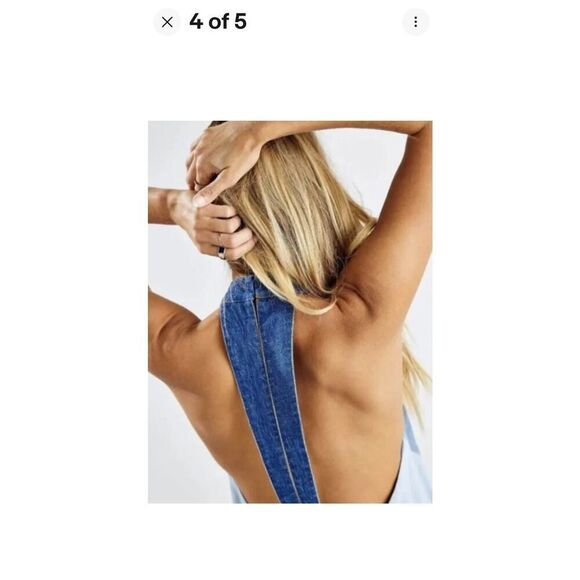 Free People Rising Sun Mini Denim Patched Halter Contrast Exposed Back | M EUC - Picture 6 of 12